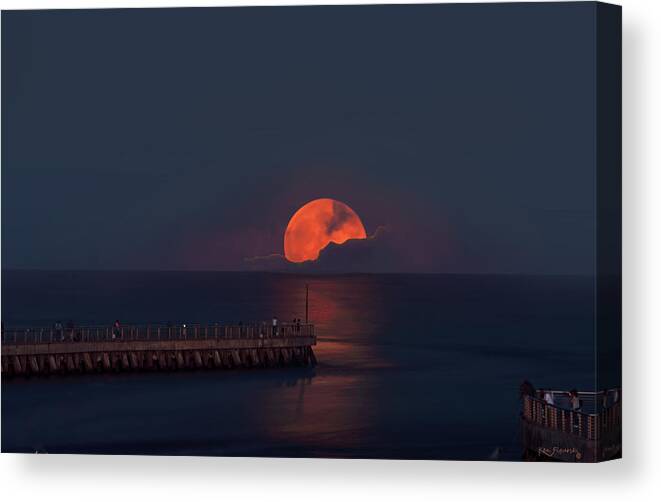 Delray Canvas Print featuring the photograph Big Orange Moon Boynton Inlet by Ken Figurski