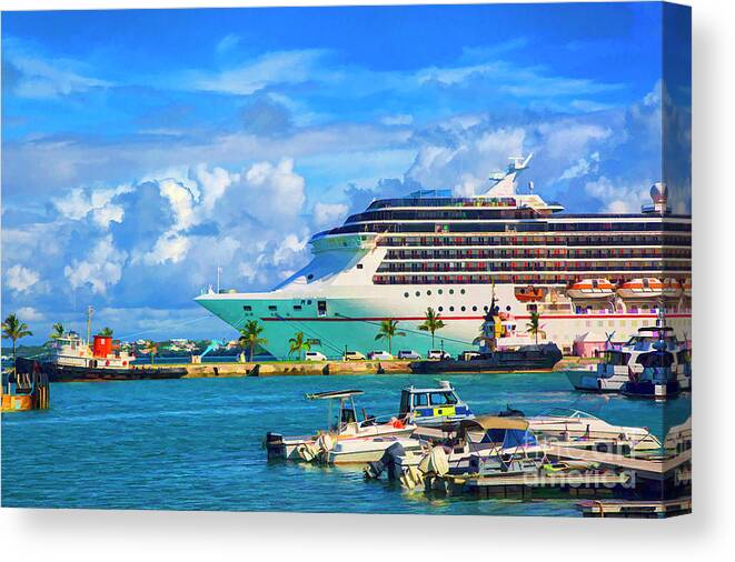 Carnival Pride Cruise Lines Bermuda Canvas Print featuring the photograph Big Ship by Rick Bragan