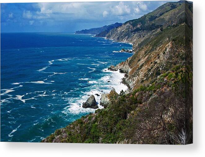 Photography By Suzanne Stout Canvas Print featuring the photograph Big Sur Coastline by Suzanne Stout