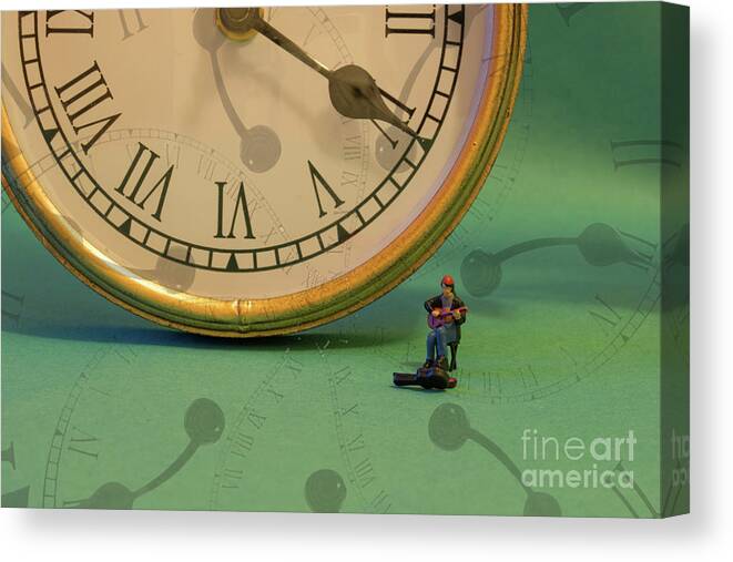Little People Canvas Print featuring the photograph Big Time Busker by Steve Purnell