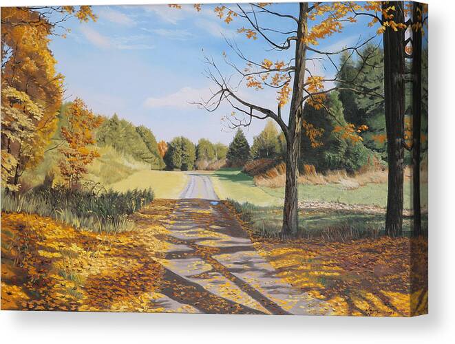 Landscapes Canvas Print featuring the painting Bill McMahon's Driveway by Kenneth Young