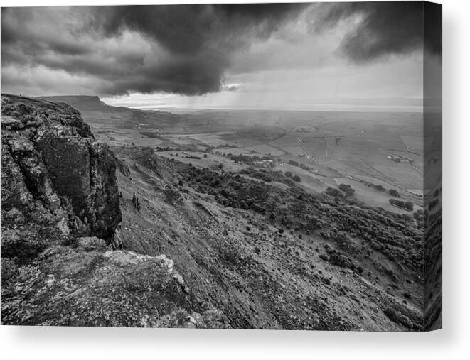 Binevenagh Canvas Print featuring the photograph Binevenagh Storm Clouds by Nigel R Bell