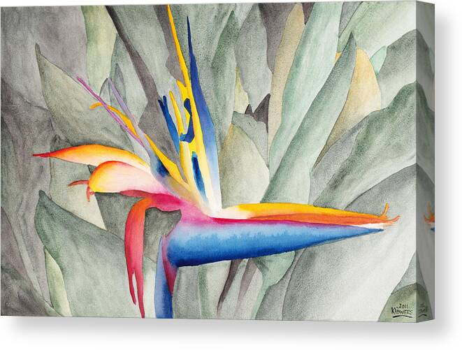 Bird Canvas Print featuring the painting Bird Of Paradise by Ken Powers