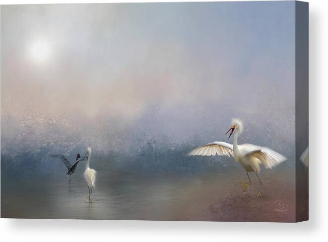 Birds Canvas Print featuring the photograph Birds and Sea by Debra Boucher