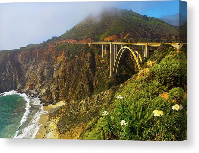Bixby Bridge Big Sur California Canvas Print featuring the photograph Bixby Bridge Big Sur by Garry Gay