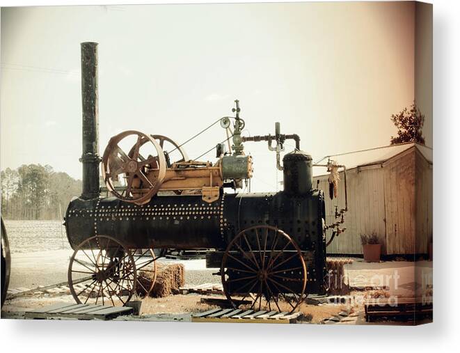 Engine Canvas Print featuring the photograph Black and Glorious Steam Machine by Roberta Byram