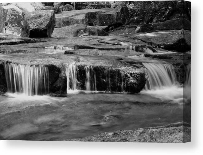 New Hampshire Cascades Canvas Print featuring the photograph Black and White Cascades by Kerry Conway