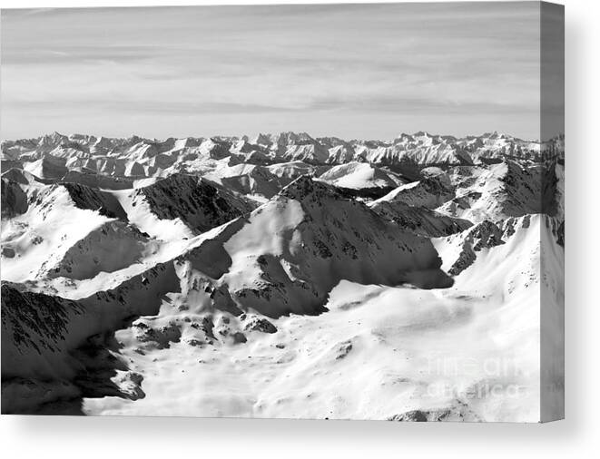 Mount Elbert Canvas Print featuring the photograph Black and White of the Summit of Mount Elbert Colorado in Winter by Steven Krull