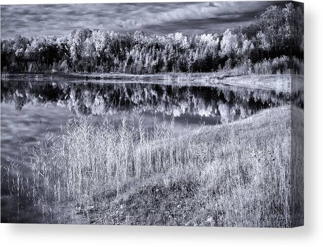 Wisconsin Canvas Print featuring the photograph Black and White Pond by David Heilman
