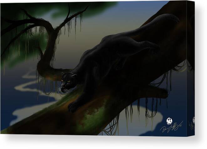 Panther Canvas Print featuring the digital art Black Jungle Panther by Devaron Jeffery