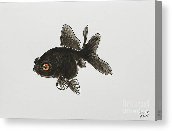Fish Canvas Print featuring the painting Black moor by Stefanie Forck
