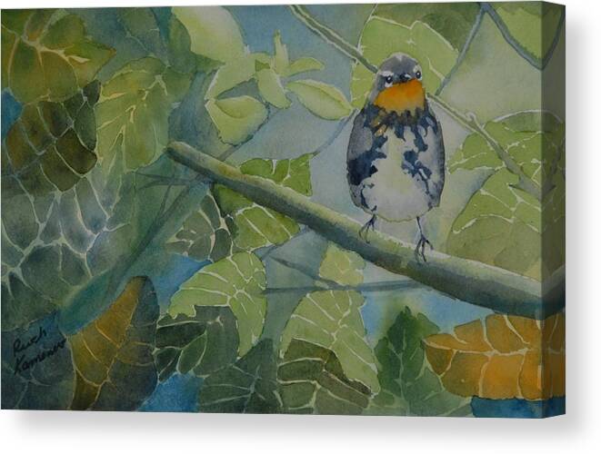 Bird Canvas Print featuring the painting Blackburnian Warbler I by Ruth Kamenev