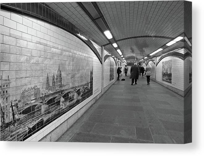 London Canvas Print featuring the photograph Blackfriars Bridge Underpass on The South Bank London by Gill Billington