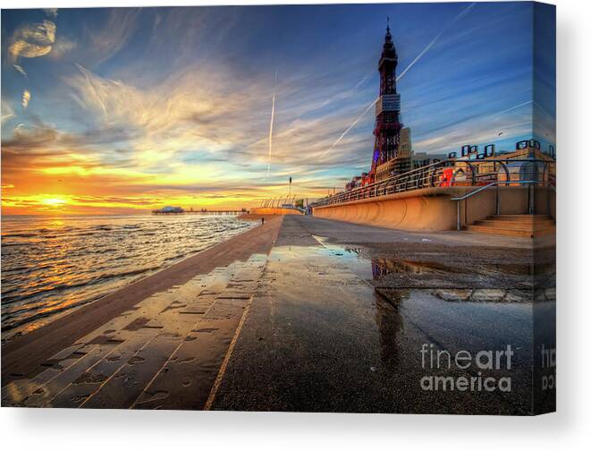 Photography Canvas Print featuring the photograph Blackpool Sunset by Yhun Suarez