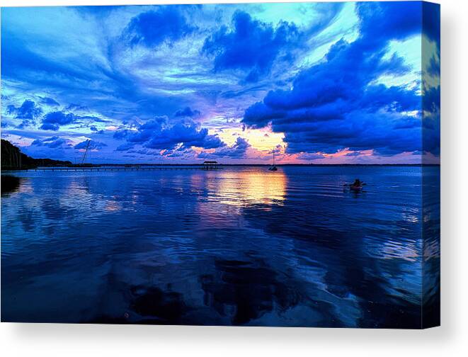 Saint Johns River Canvas Print featuring the photograph Blazing Blue Sunset by Anthony Baatz