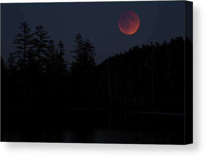 Moon Canvas Print featuring the photograph Blood Moon At Fairy Lake by Randy Hall