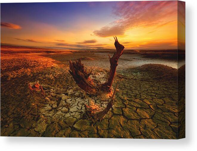 Landscape Canvas Print featuring the photograph Bloody Sunset by Piotr Krol (bax)