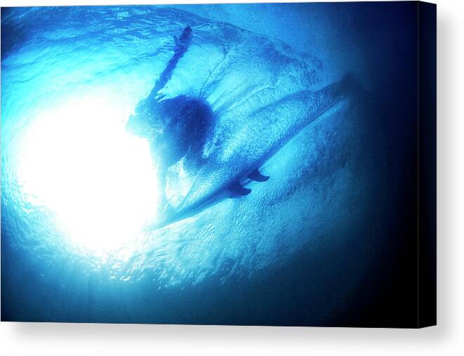 Surfing Canvas Print featuring the photograph Blue Barrel by Nik West