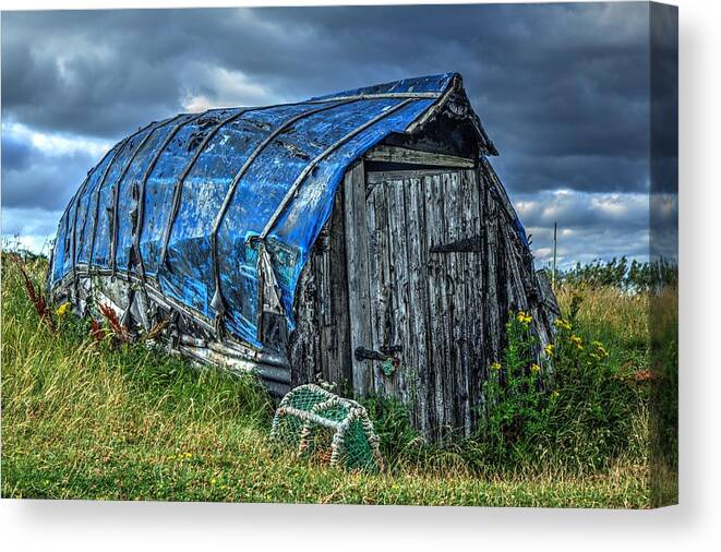 Blue Canvas Print featuring the photograph Blue Boat Hut by Chris Whittle