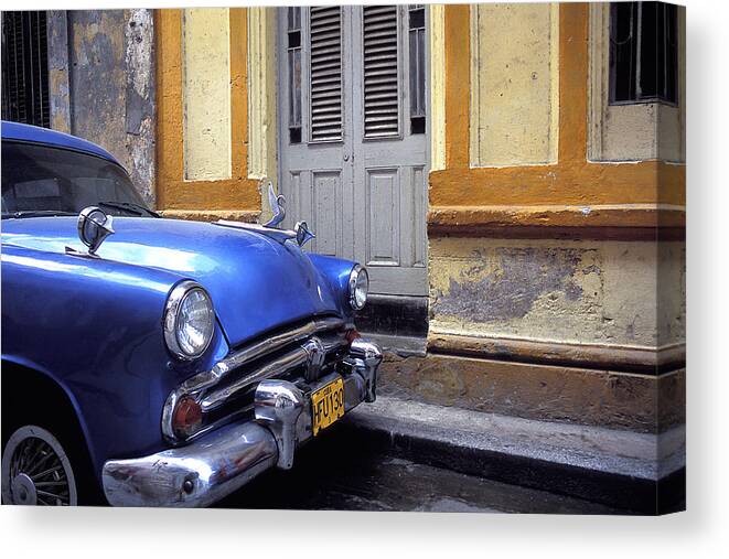 Cuba Canvas Print featuring the photograph Blue Car by Marcus Best
