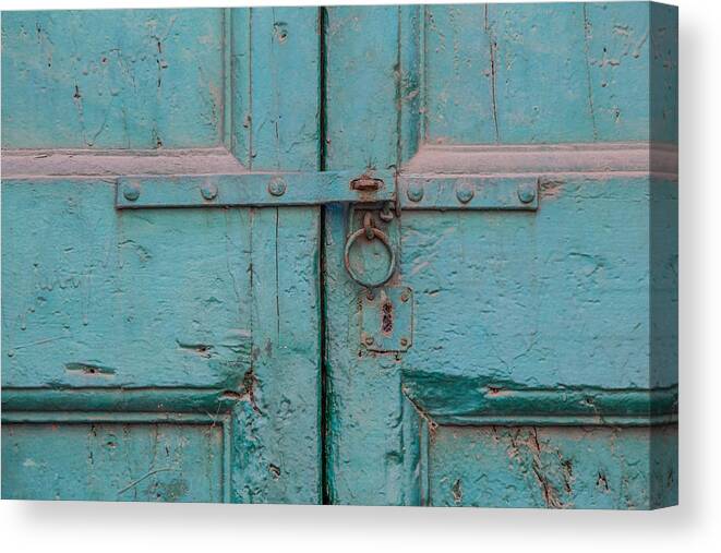 Cortona Canvas Print featuring the photograph Blue Door of Cortona by David Letts
