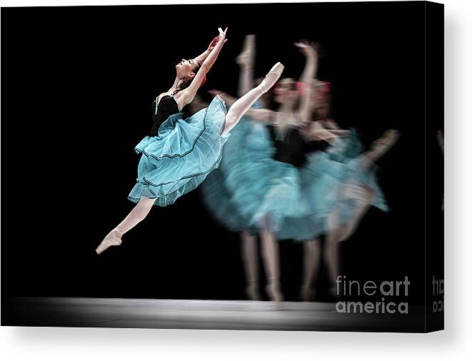 Ballet Canvas Print featuring the photograph Blue dress dance by Dimitar Hristov