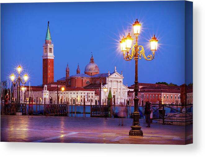Venice Canvas Print featuring the photograph Blue Hour in Venice by Barry O Carroll