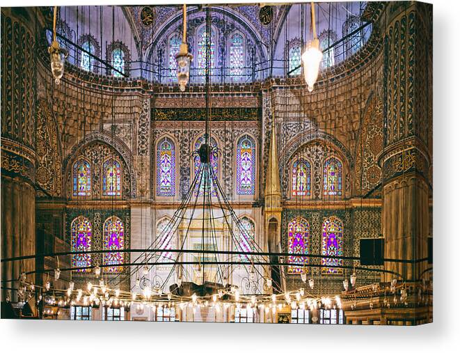 Mosque Canvas Print featuring the photograph Blue Mosque of Istanbul by Adam Rainoff