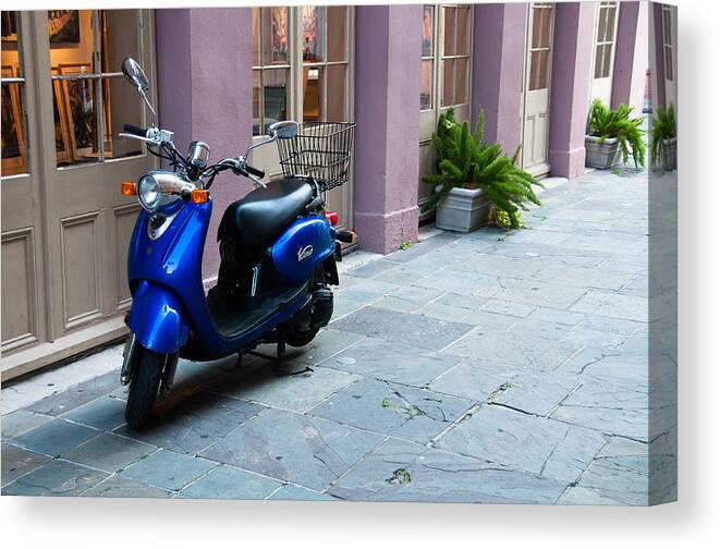 New Orleans Canvas Print featuring the photograph Blue Scooter by Monte Stevens