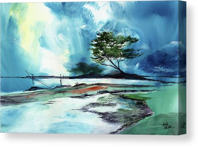 Nature Canvas Print featuring the painting Blue Sky by Anil Nene