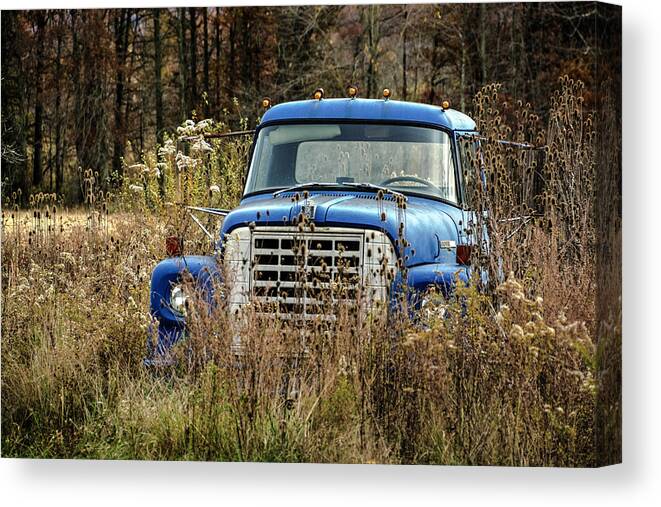 Rural Canvas Print featuring the photograph Blue Truck by Norman Reid