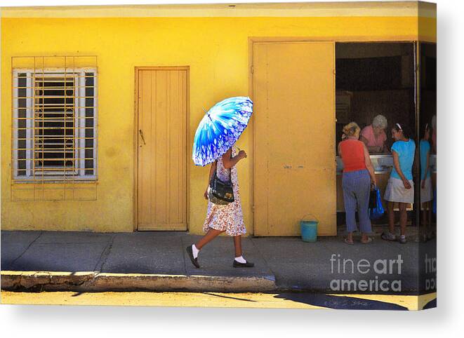 Tranquility Canvas Print featuring the photograph Blue Umbrella Girl by Craig J Satterlee