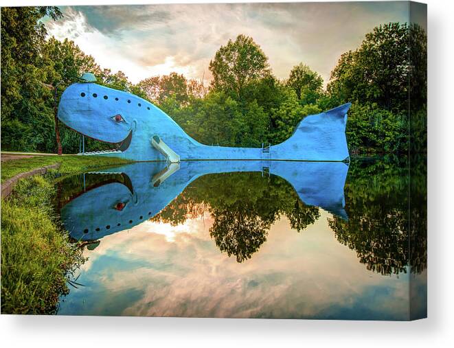 America Canvas Print featuring the photograph Blue Whale of Route 66 - Catoosa Oklahoma by Gregory Ballos