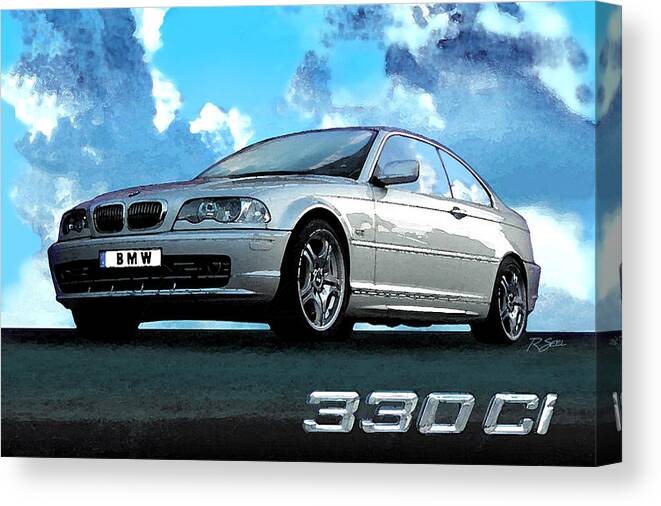 Bmw Canvas Print featuring the painting BMW 330ci by Rod Seel