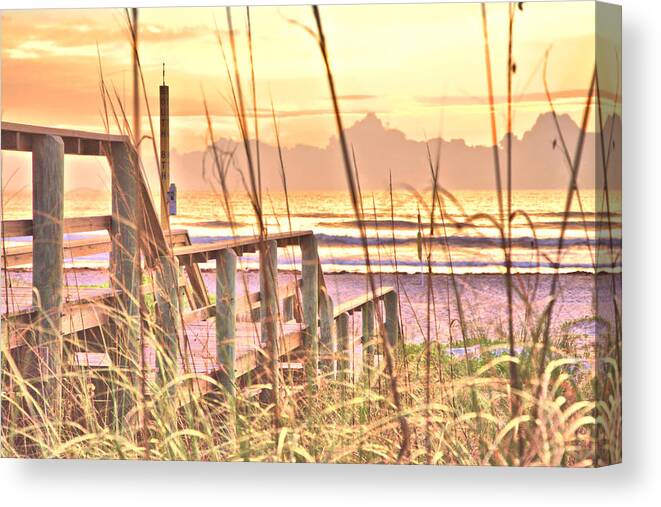 15283 Canvas Print featuring the photograph Boardwalk to an Atlantic Sunrise by Gordon Elwell