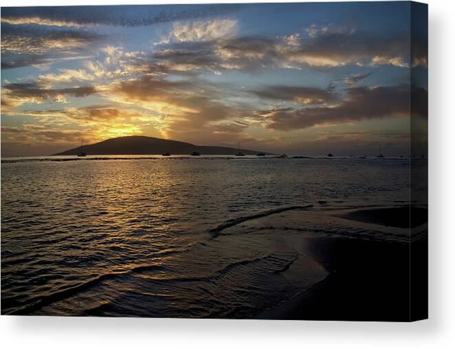 Boat Sunset Canvas Print featuring the photograph Boat Sunset by Steven Michael