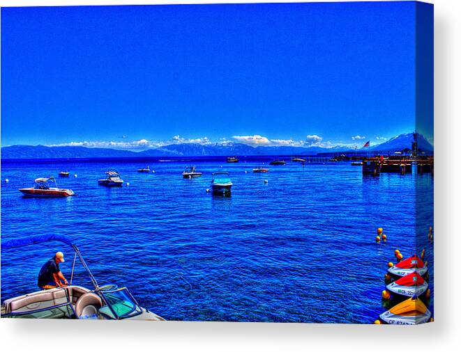 Hdr Canvas Print featuring the photograph Boating on Lake Tahoe by Randy Wehner