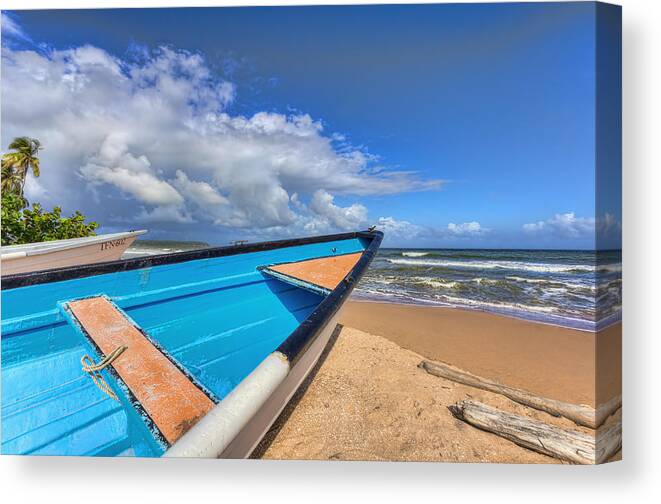 Waves Canvas Print featuring the photograph Boats In Mayaro by Nadia Sanowar