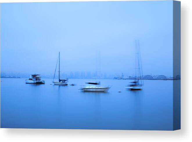 San Diego Canvas Print featuring the photograph Boats In The Blue San Diego Harbor by Joseph S Giacalone