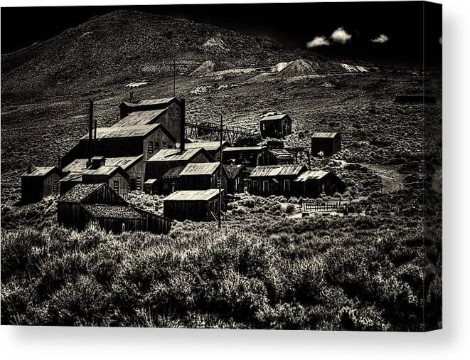 California Canvas Print featuring the photograph Bodie Ghost Town Stamping Mill by Roger Passman