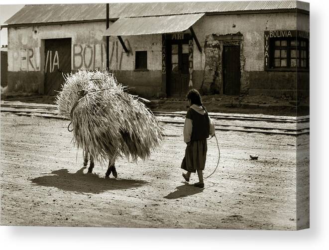 Child Canvas Print featuring the photograph Bolivian Child Working by Amarildo Correa