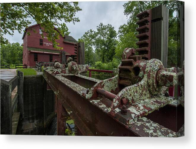 1832 Canvas Print featuring the photograph Bonneyville Mills gears by Brian Green