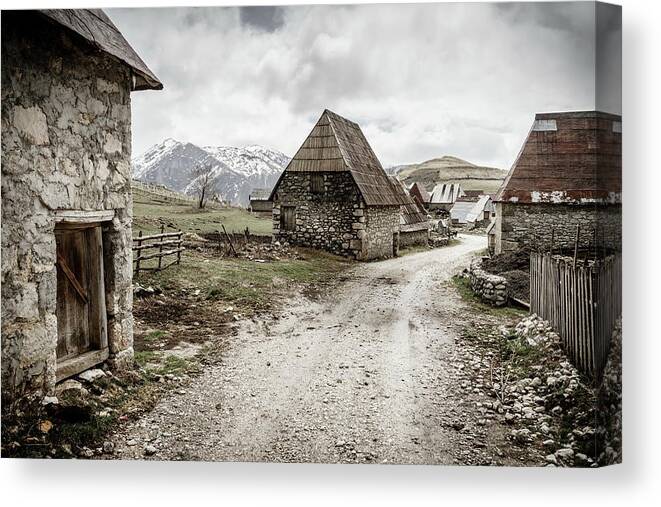Balkans Canvas Print featuring the photograph Bosnian village in the mountains by Alexey Stiop