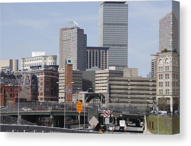 Horizontal Photo Canvas Print featuring the photograph Downtown Boston by Valerie Collins