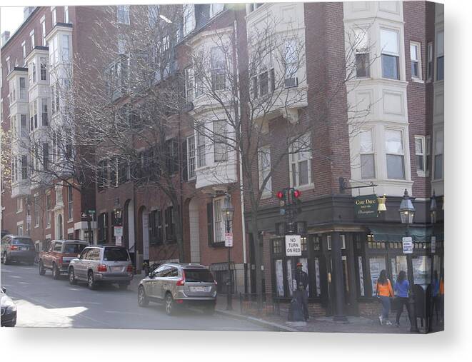 Cedar Lane Canvas Print featuring the photograph Cedar LN and Charles St Boston by Valerie Collins