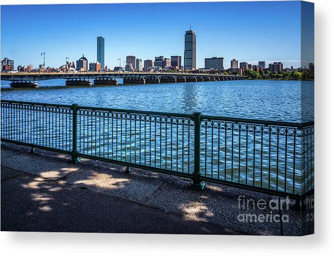 America Canvas Print featuring the photograph Boston Skyline Harvard Bridge Photo by Paul Velgos