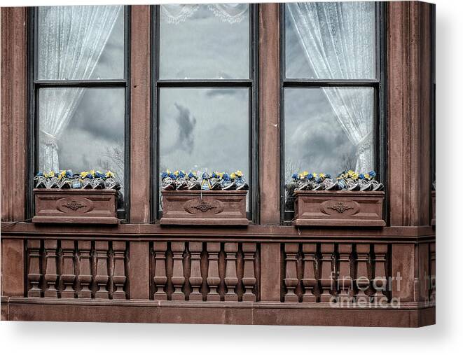 April Canvas Print featuring the photograph Boston Strong Window Boxes by Edward Fielding