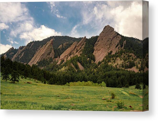 Flatirons Canvas Print featuring the photograph Boulder's Flatirons by Philip Rodgers