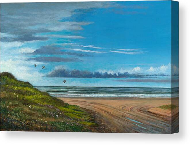 Crystal Beach Canvas Print featuring the painting Breakfast Time by Randy Welborn