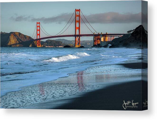 Beach Canvas Print featuring the photograph Bridge and Waves by Janet Kopper